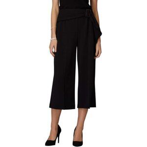 Joseph Ribkoff Womens Ella Capri Pants Wide Leg Belted Stretch Black Size 14 NEW